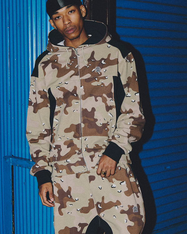 SMALL OG 2 TONE ZIP HOODIE DESERT CAMO/BLACK