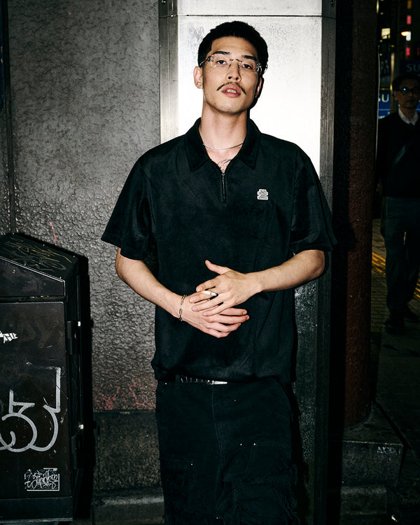 SMALL OG VELOUR PULLOVER S/S SHIRT BLACK