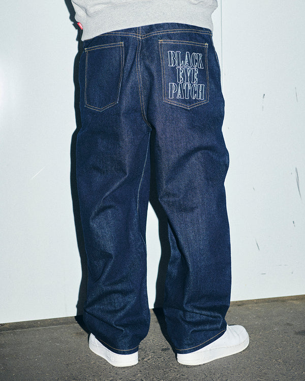 STENCIL LOGO WASHED EXTRA BAGGY JEANS INDIGO