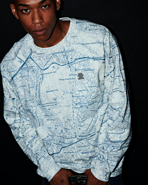 TOKYO METROPOLIS MAP HEAVYWEIGHT L/S TEE WHITE
