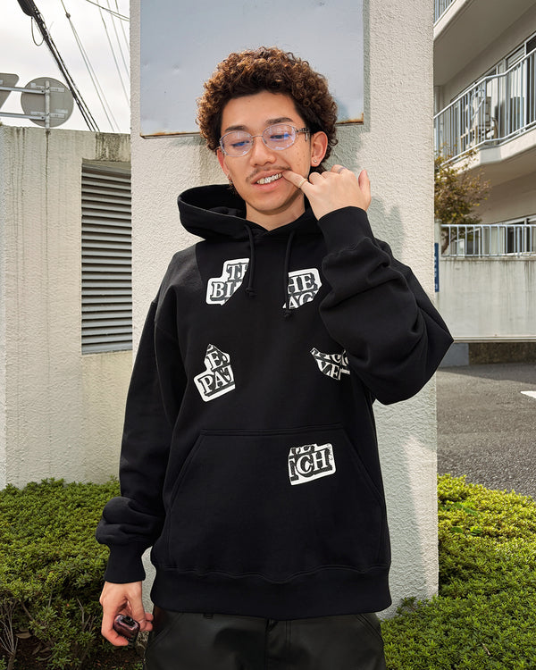 TORN OG LABEL HOODIE BLACK