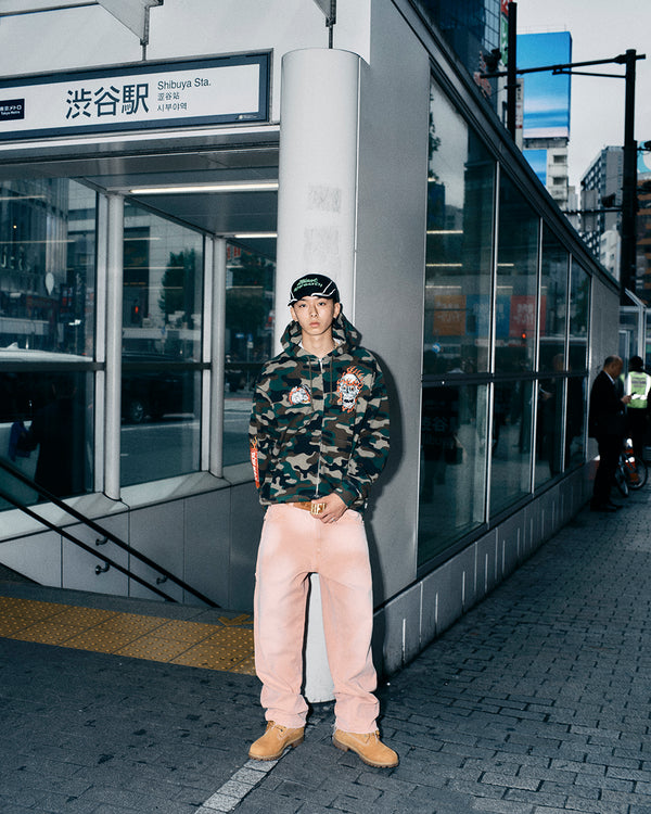 UE SKULL MONEY DRAGON ZIP HOODIE WOODLAND CAMO