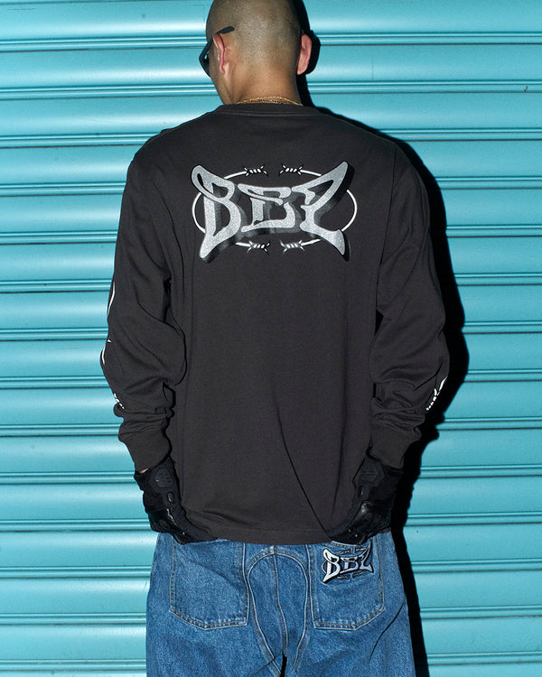 WIRED RIDER LOGO L/S TEE CHARCOAL