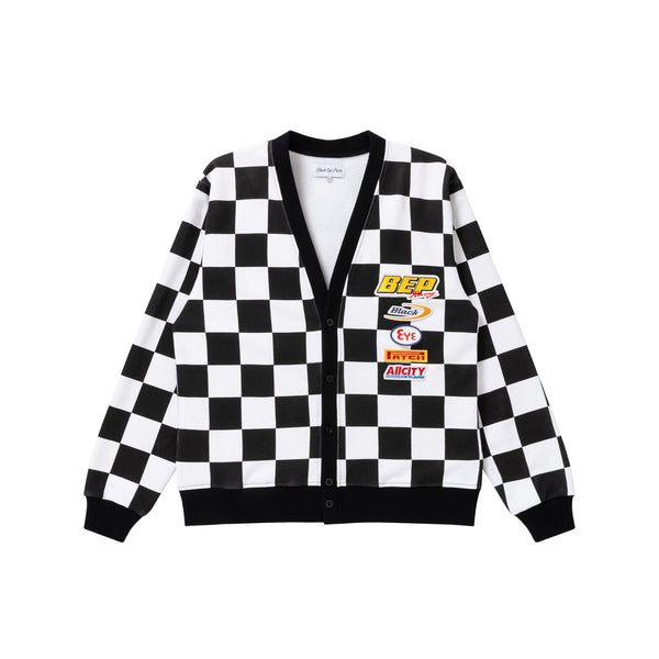 CHECKERED RACING SWEAT CARDIGAN MULTI