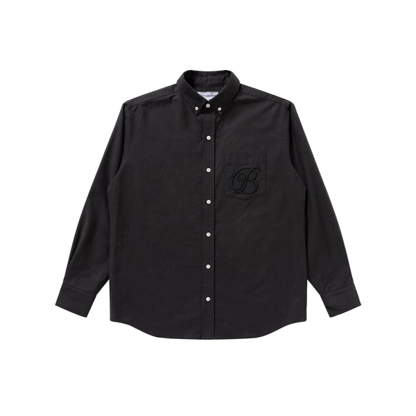 B EMBLEM OXFORD SHIRT BLACK