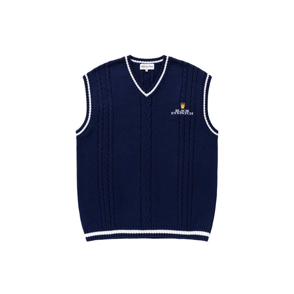Royal Crown Logo Knit Vest, Navy