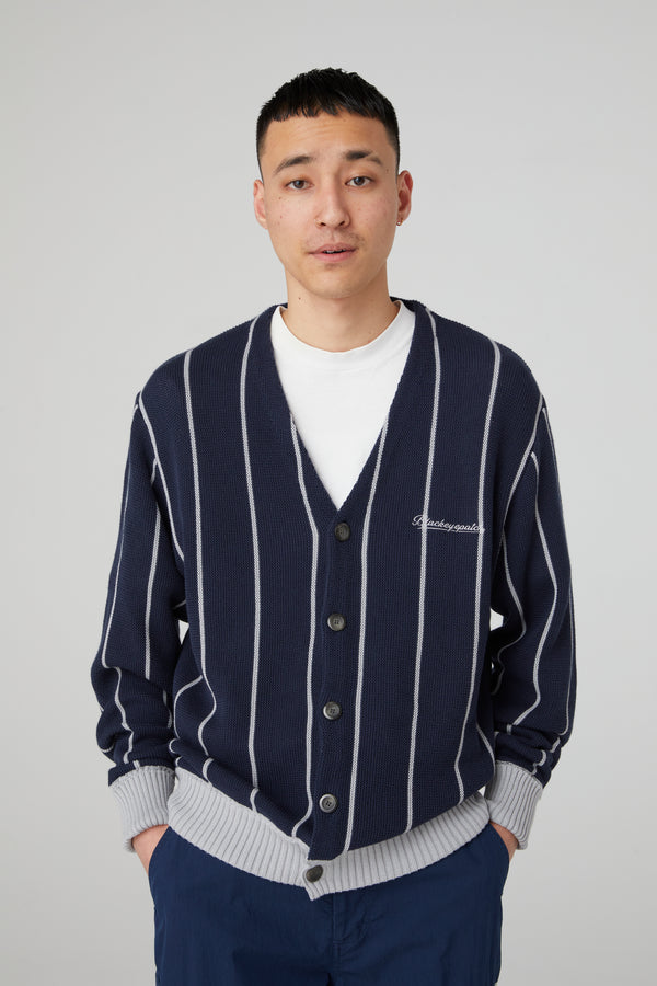 Striped Cardigan, Navy