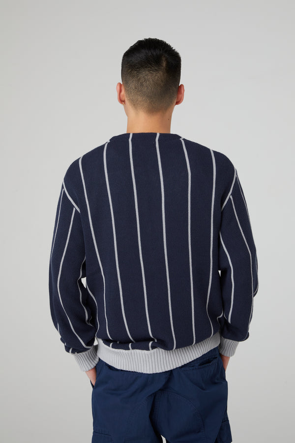 Striped Cardigan, Navy