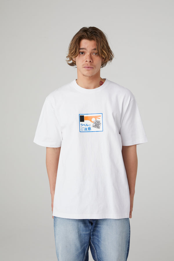 LABEL CAUTION TEE WHITE