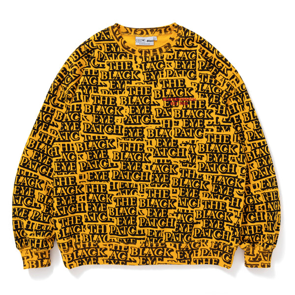 Sticker-Covered Crew Sweatshirt, Yellow