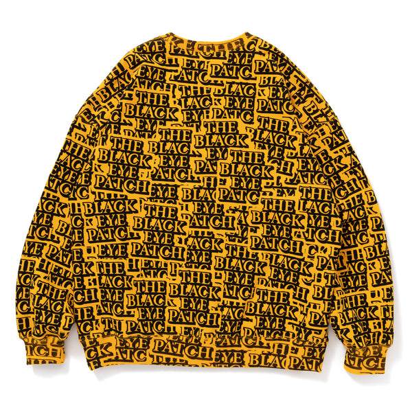 Sticker-Covered Crew Sweatshirt, Yellow