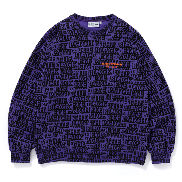 Purple Crew Sweatshirt Covered in Stickers