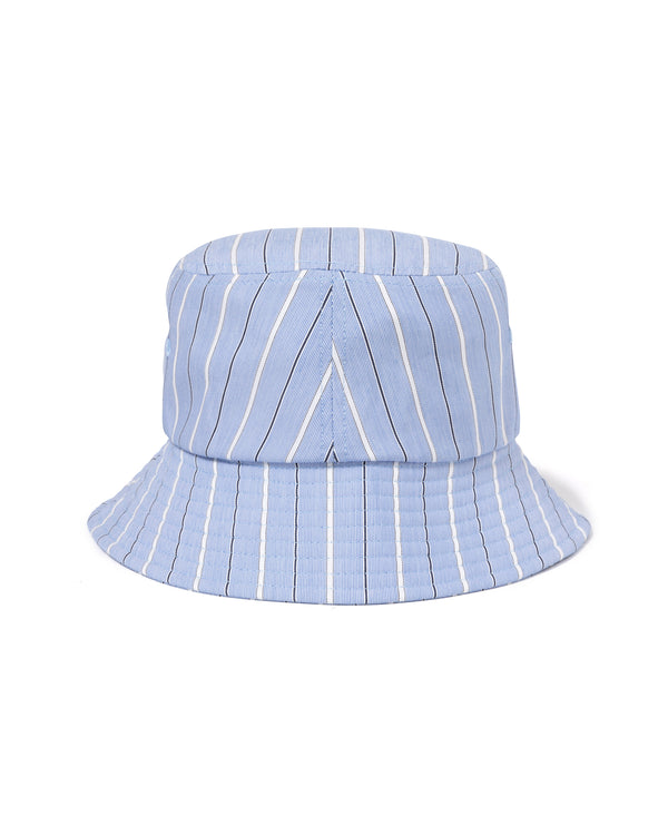 B Emblem Striped Bucket Hat, Blue