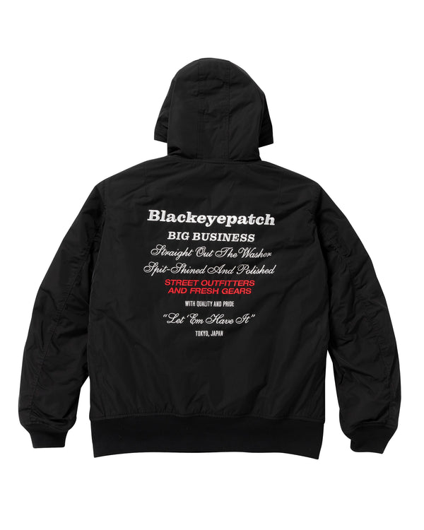 BIG BUSINESS HOODED BOMBER JACKET BLACK