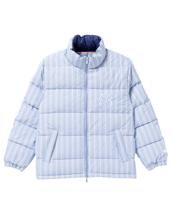 B Emblem Striped First Down Jacket, Blue