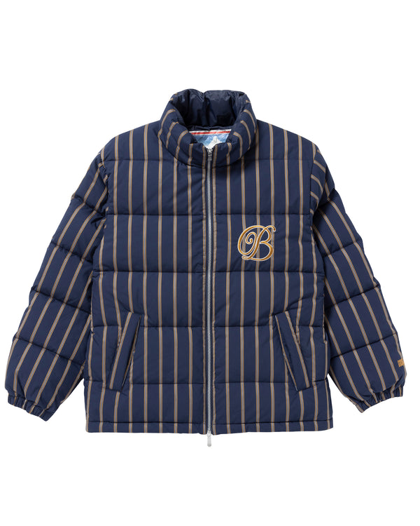 B Emblem Striped First Down Jacket, Navy