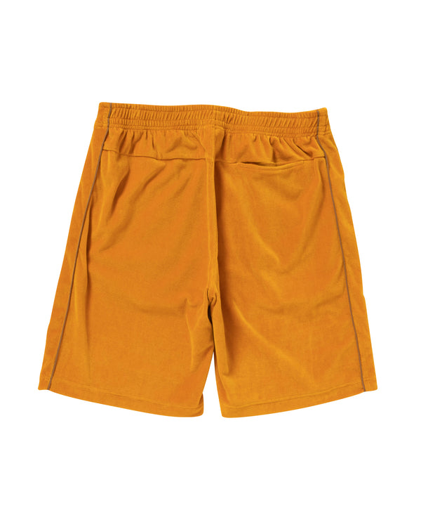 B Emblem Piping Velour Shorts, Camel