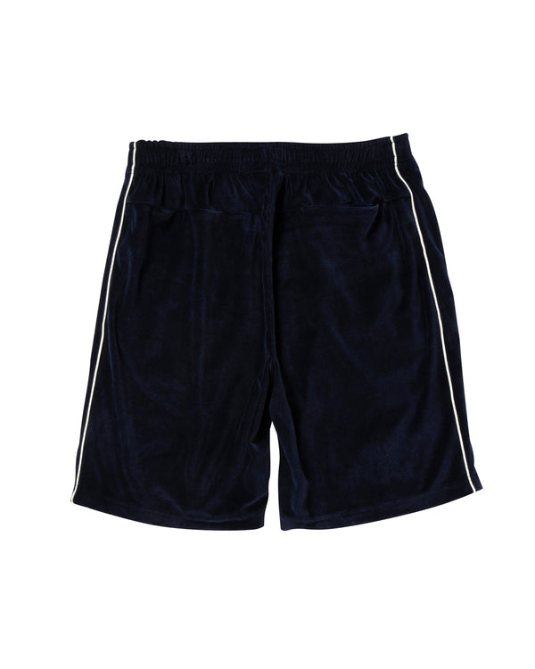 B Emblem Piping Velour Shorts, Navy