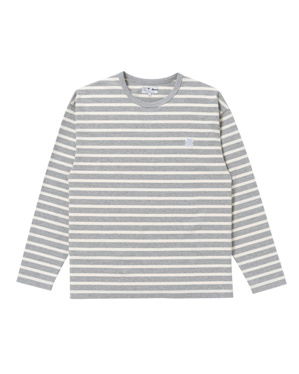 OG LABEL BORDERED L/S TEE H.GRAY / CREAM
