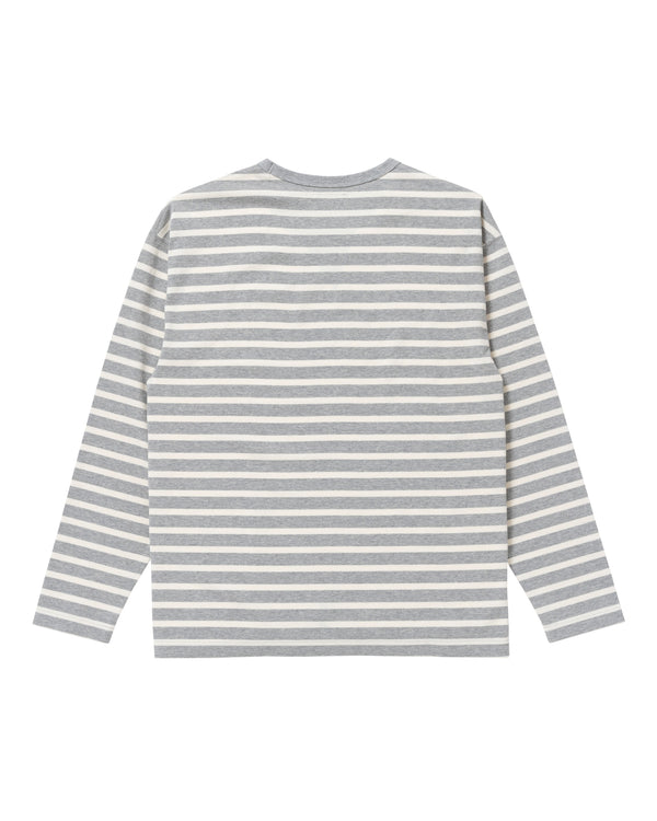 OG LABEL BORDERED L/S TEE H.GRAY / CREAM