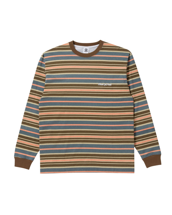 ROYAL SCRIPT BORDERED L/S TEE BLUE / BROWN