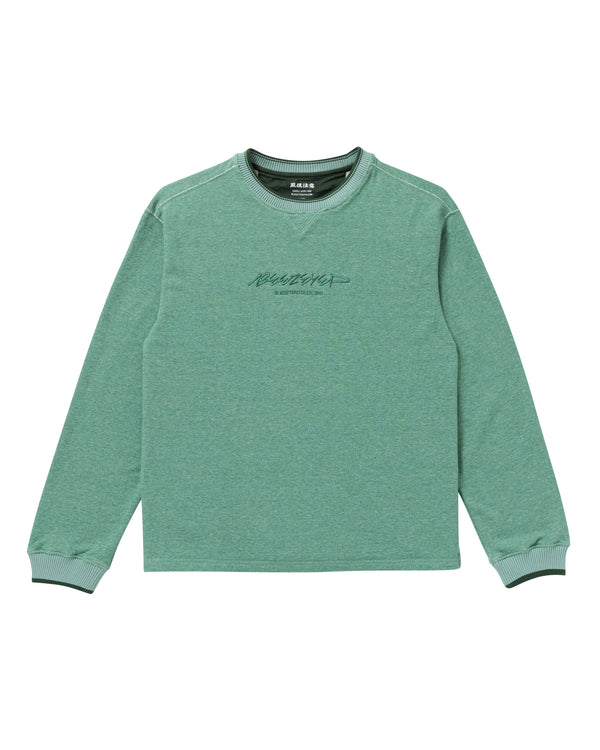 BEEZ-EYE-P SCRIPT LOGO LIGHT-WEIGHT CREW SWEAT GREEN