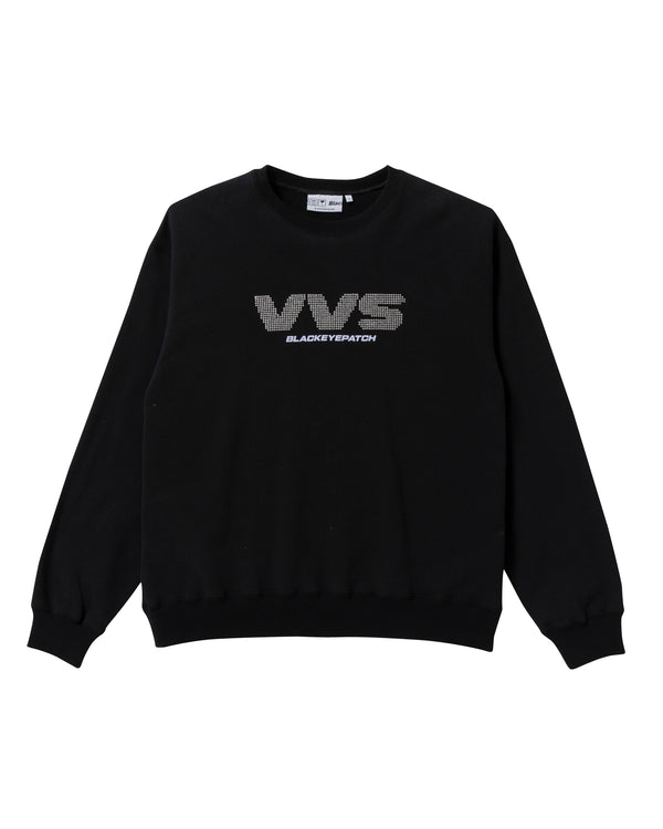 VVS RHINESTONE CREW SWEAT BLACK