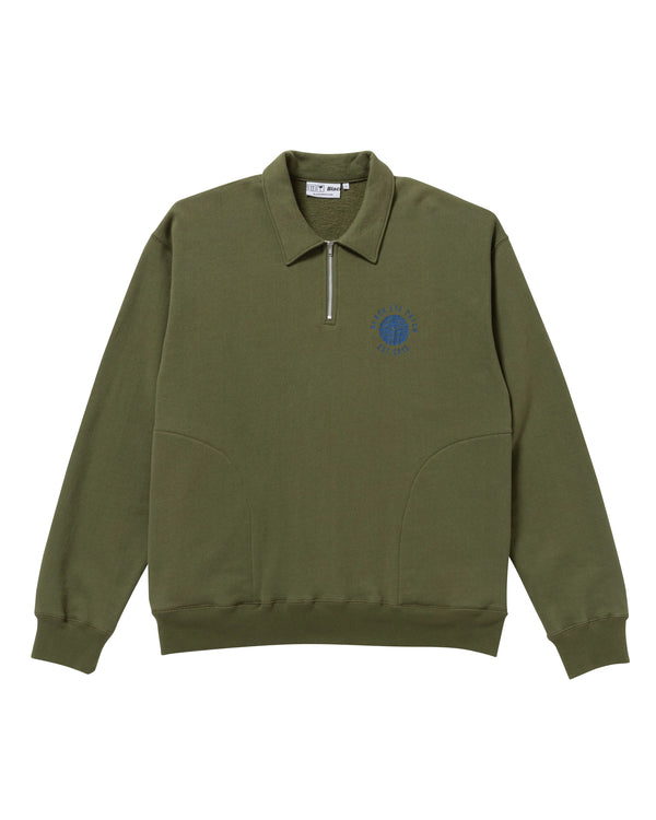 KAMON HALF ZIP CREW SWEAT OLIVE