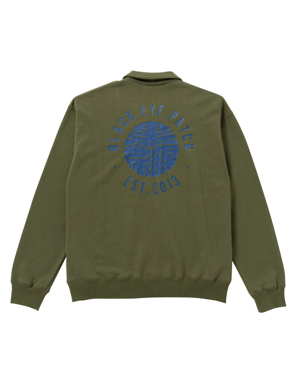 KAMON HALF ZIP CREW SWEAT OLIVE