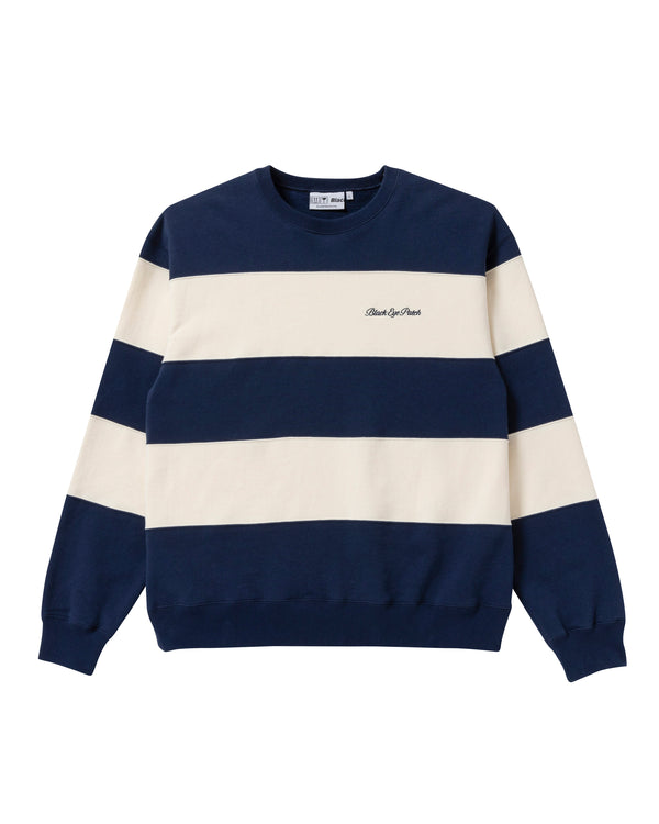 ROYAL SCRIPT BORDERED CREW SWEAT NAVY / OFF WHITE