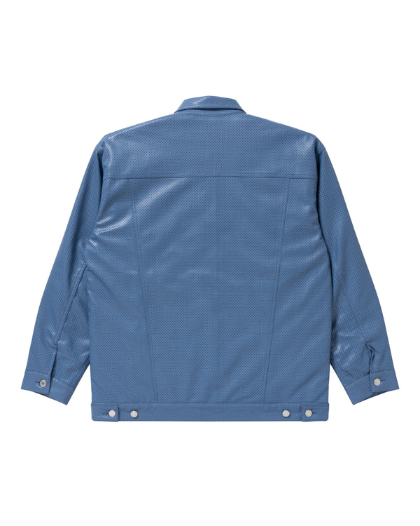 SCRIPT Faux Leather Jacket, Blue
