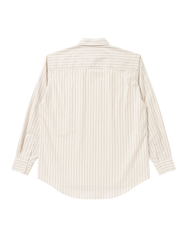B Emblem Striped Shirt, Beige