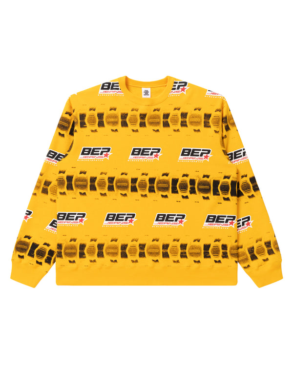 BEP JEANS TIRE BORDERED CREWSWEAT YELLOW