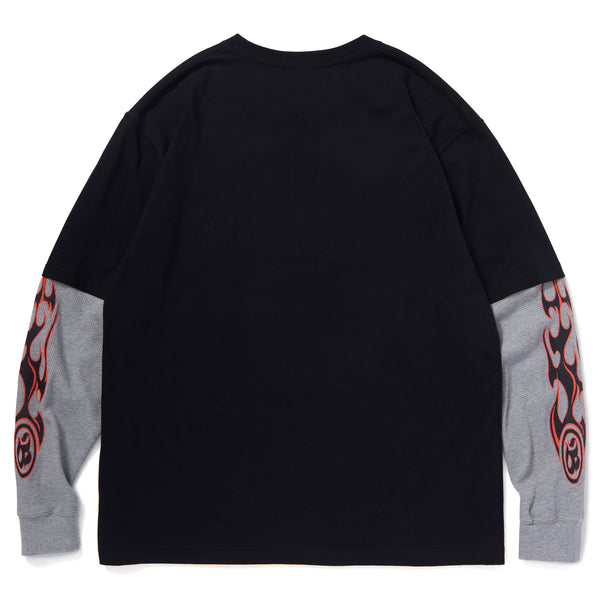 Layered Long Sleeve T-Shirt, Black