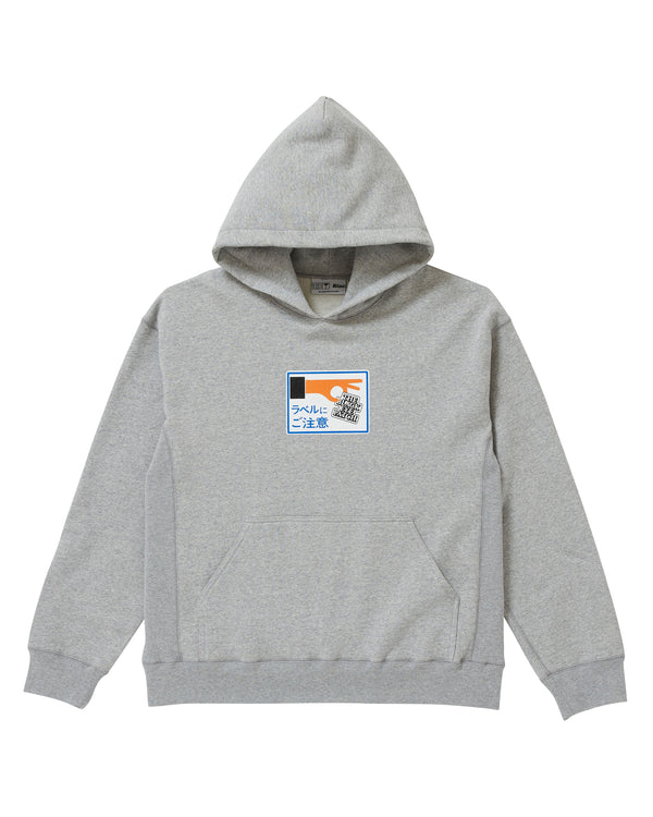 LABEL CAUTION HOODIE H.GRAY