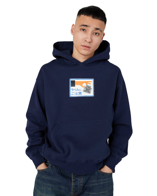 LABEL CAUTION HOODIE NAVY