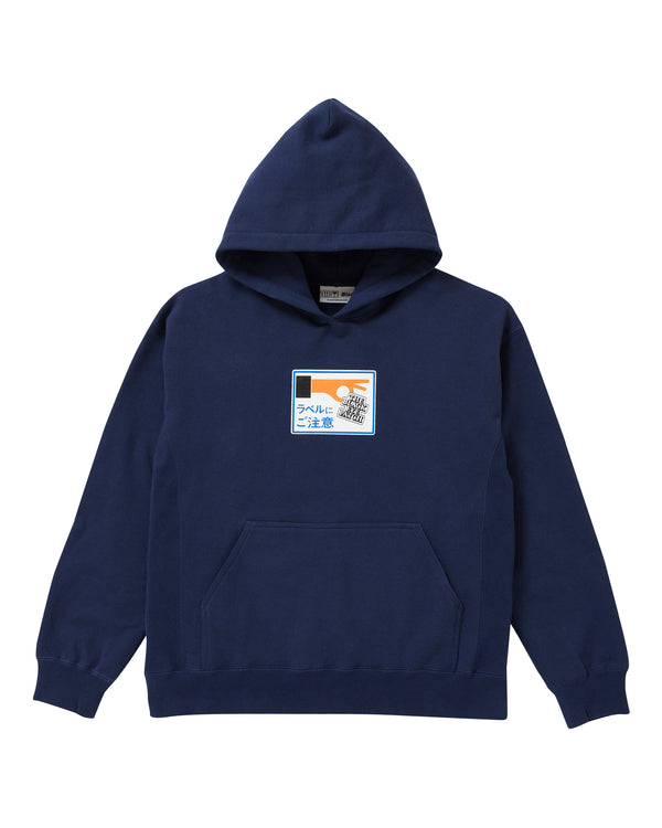 LABEL CAUTION HOODIE NAVY