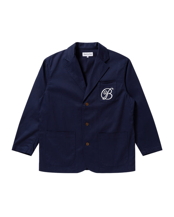 B Emblem Cotton Tailored Jacket, Navy