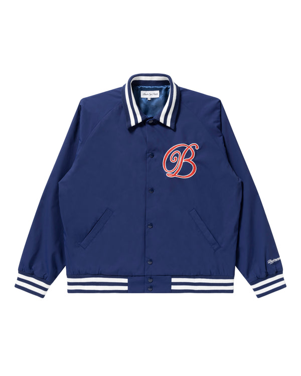 B Emblem Rib Collar Stadium Jacket, Navy