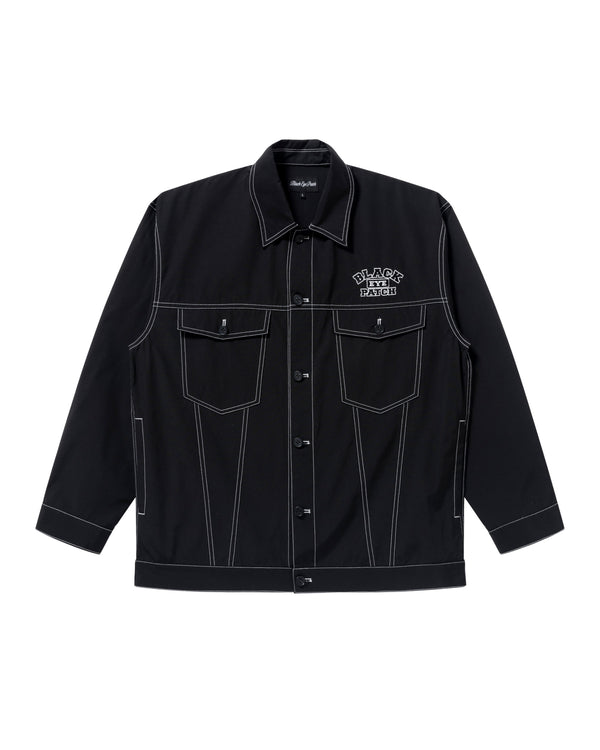 COLLEGE COLOR STITCHED COTTON BLEND JACKET BLACK