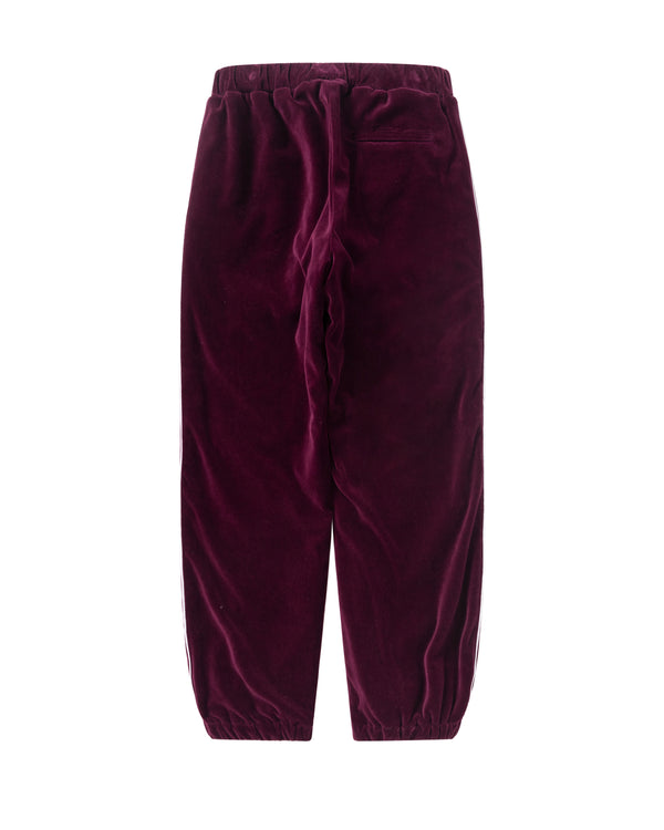 OG Label Piping Velour Track Pants, Burgundy