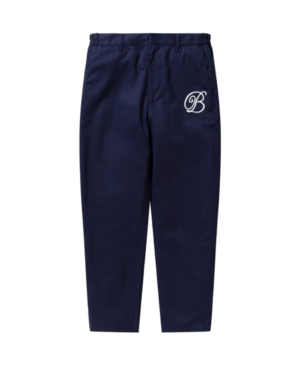 B Emblem Cotton Tailored Pants, Navy