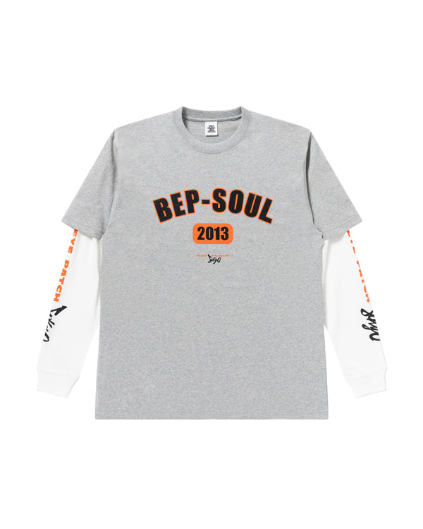 BEP SOUL LAYERED L/S TEE HEATHER GRAY