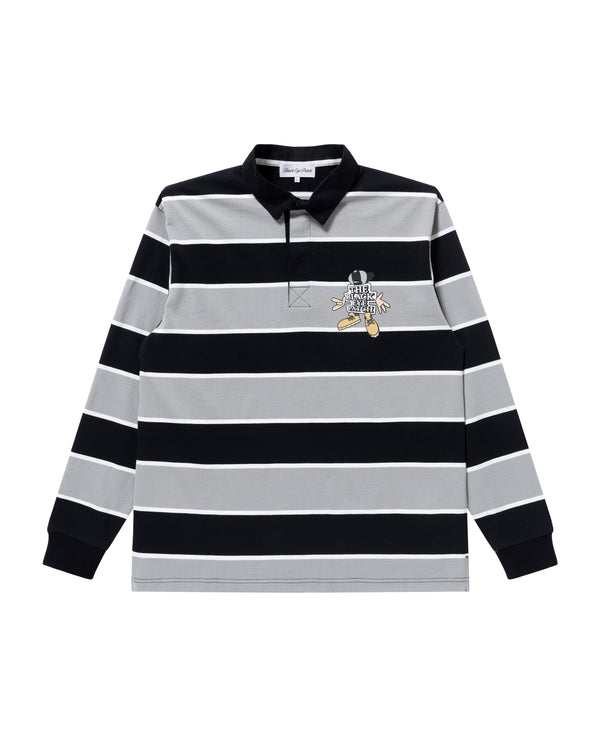 OG BOY STRIPED RUGBY SHIRT BLACK / GRAY