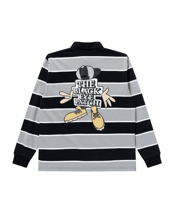 OG BOY STRIPED RUGBY SHIRT BLACK / GRAY