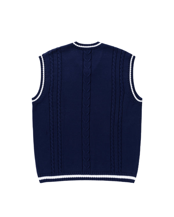 Royal Crown Logo Knit Vest, Navy