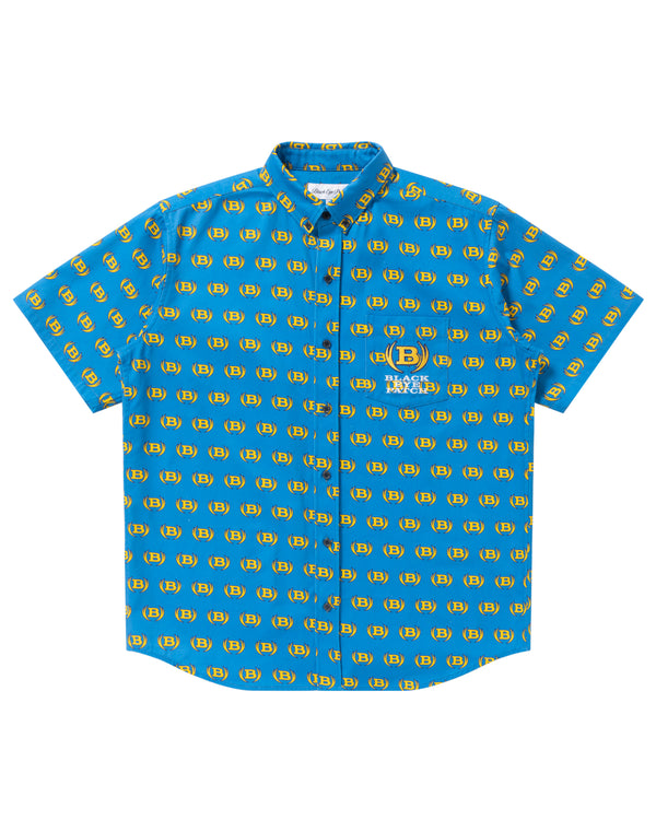 WINGED LOGO PATTERNED S/S SHIRT BLUE