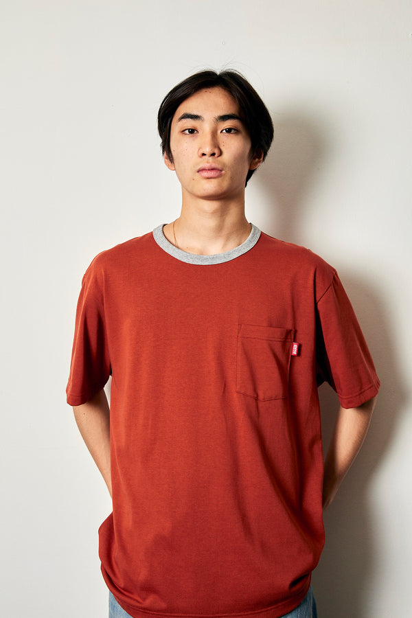 HANDLE WITH CARE POCKET TEE BRICK