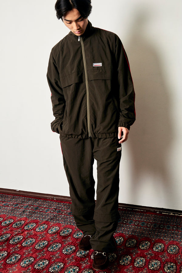 BEEZ-EYE-P Piping Track Pants, Olive