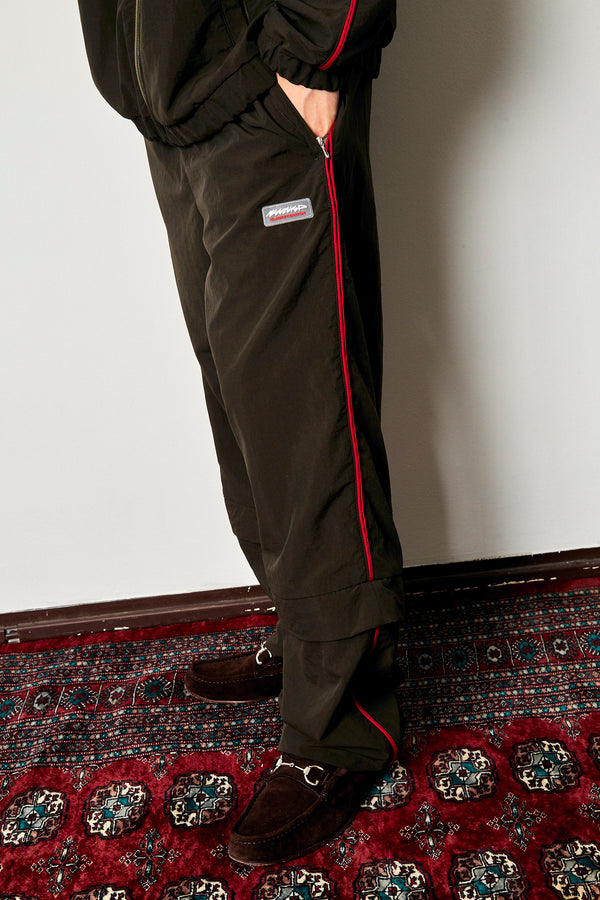 BEEZ-EYE-P Piping Track Pants, Olive